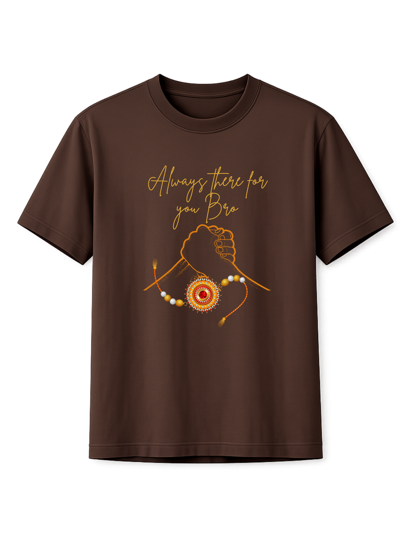 Chocolate brown Raksha Bandhan T-shirt for women celebrating the brother-sister bond