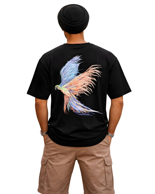 Bird graphic oversized t-shirt for men front design