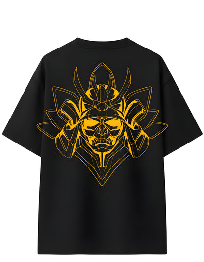 Relaxed fit samurai oversized tee black color