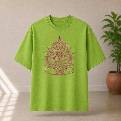 Front View of Oversized Yoga Graphic T-Shirt for Women