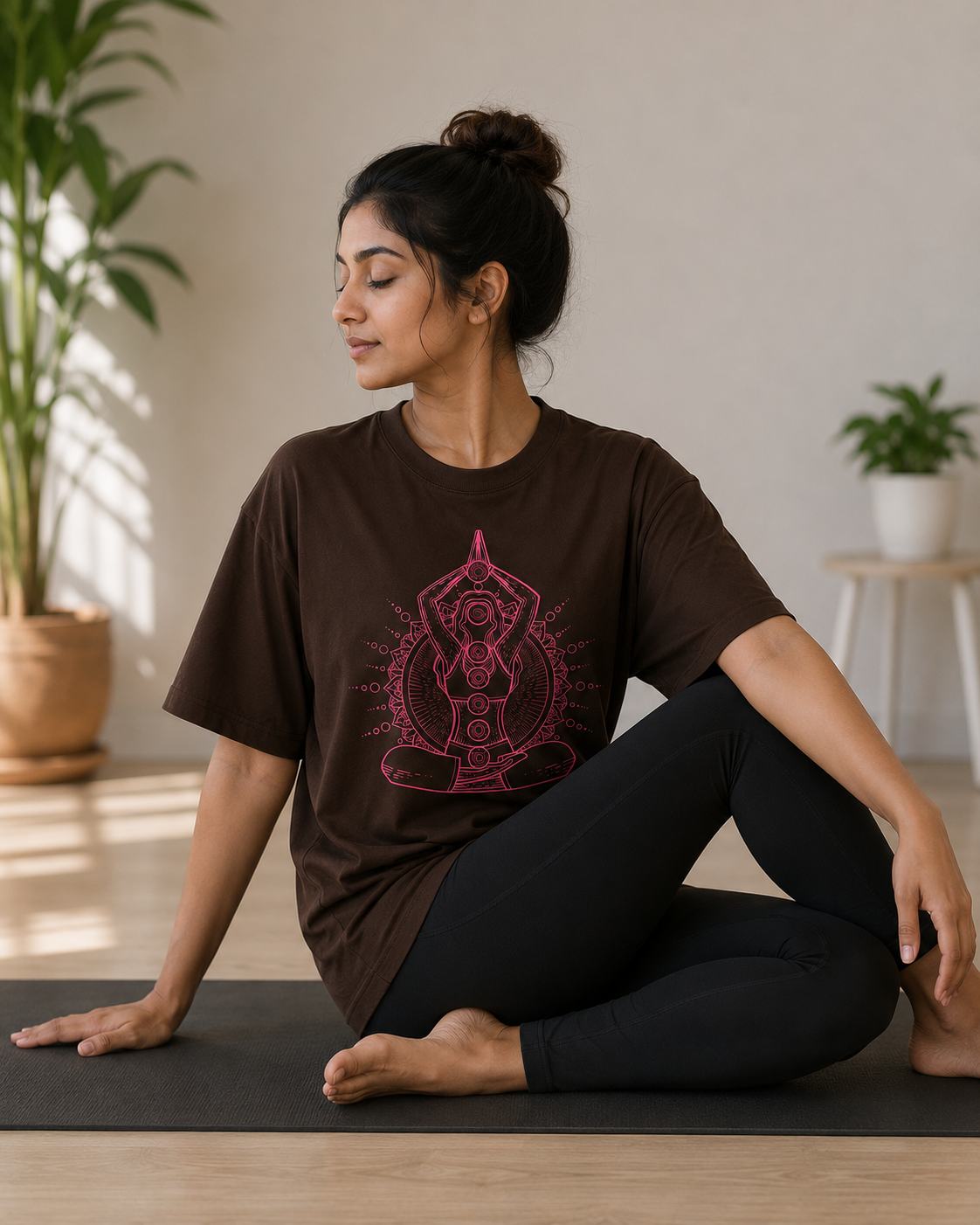 Minimalist Yoga Meditation Graphic Tee for Women's Casual Wear