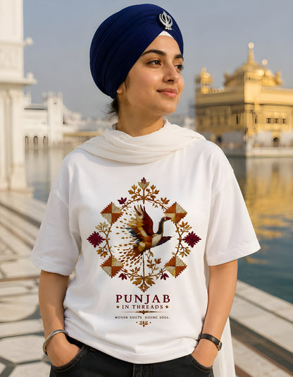 Dorenique Punjab in Threads Oversized T-Shirt for Women | Heritage Graphic Tee