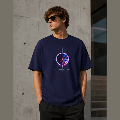 Space oversized men's t-shirt galaxy design front print