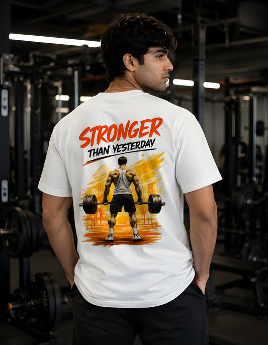 Male model wearing oversized gym streetwear t-shirt