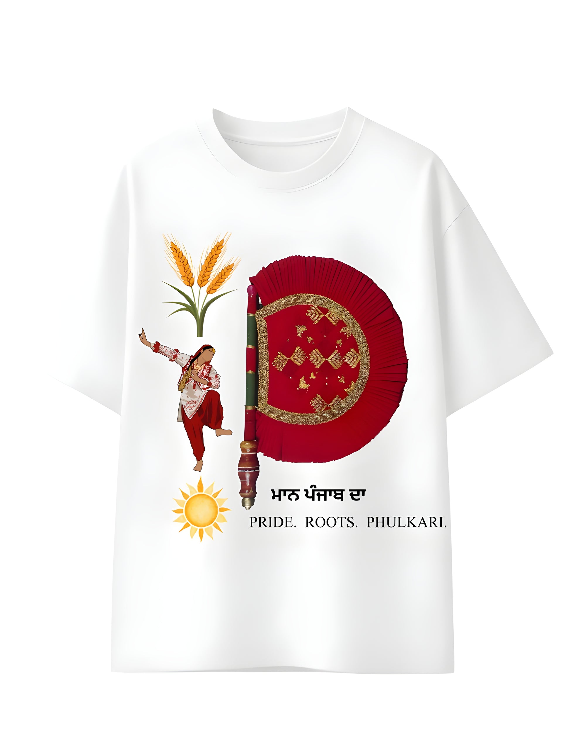 Phulkari inspired graphic oversized tee