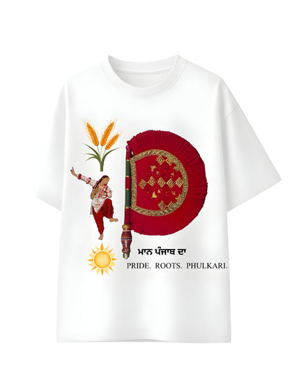 Phulkari inspired graphic oversized tee