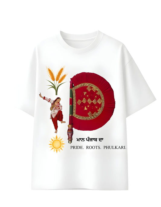 Phulkari inspired graphic oversized tee