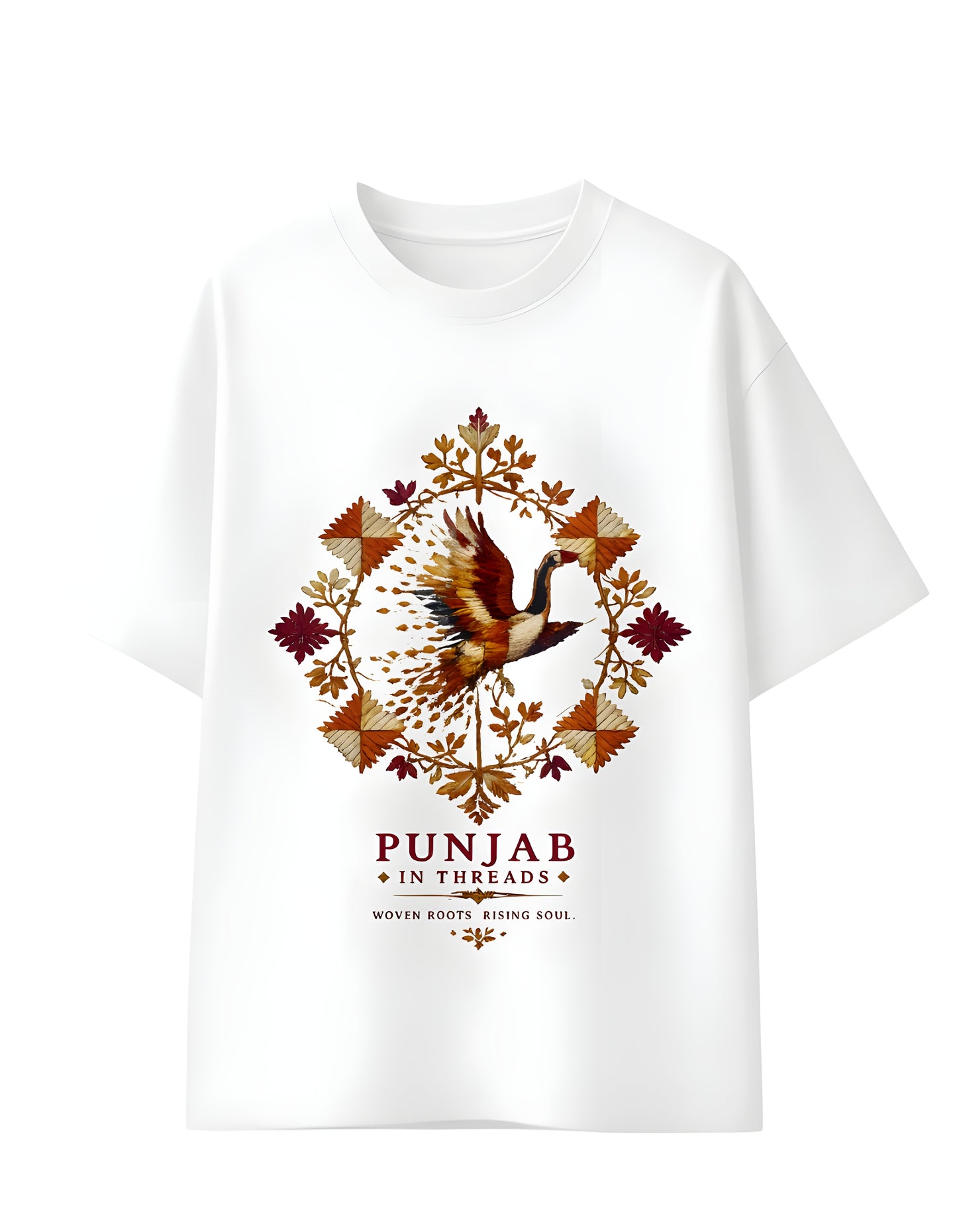 Dorenique Punjab in Threads Oversized T-Shirt for Women | Heritage Graphic Tee