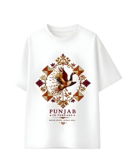 Dorenique Punjab in Threads Oversized T-Shirt for Women | Heritage Graphic Tee