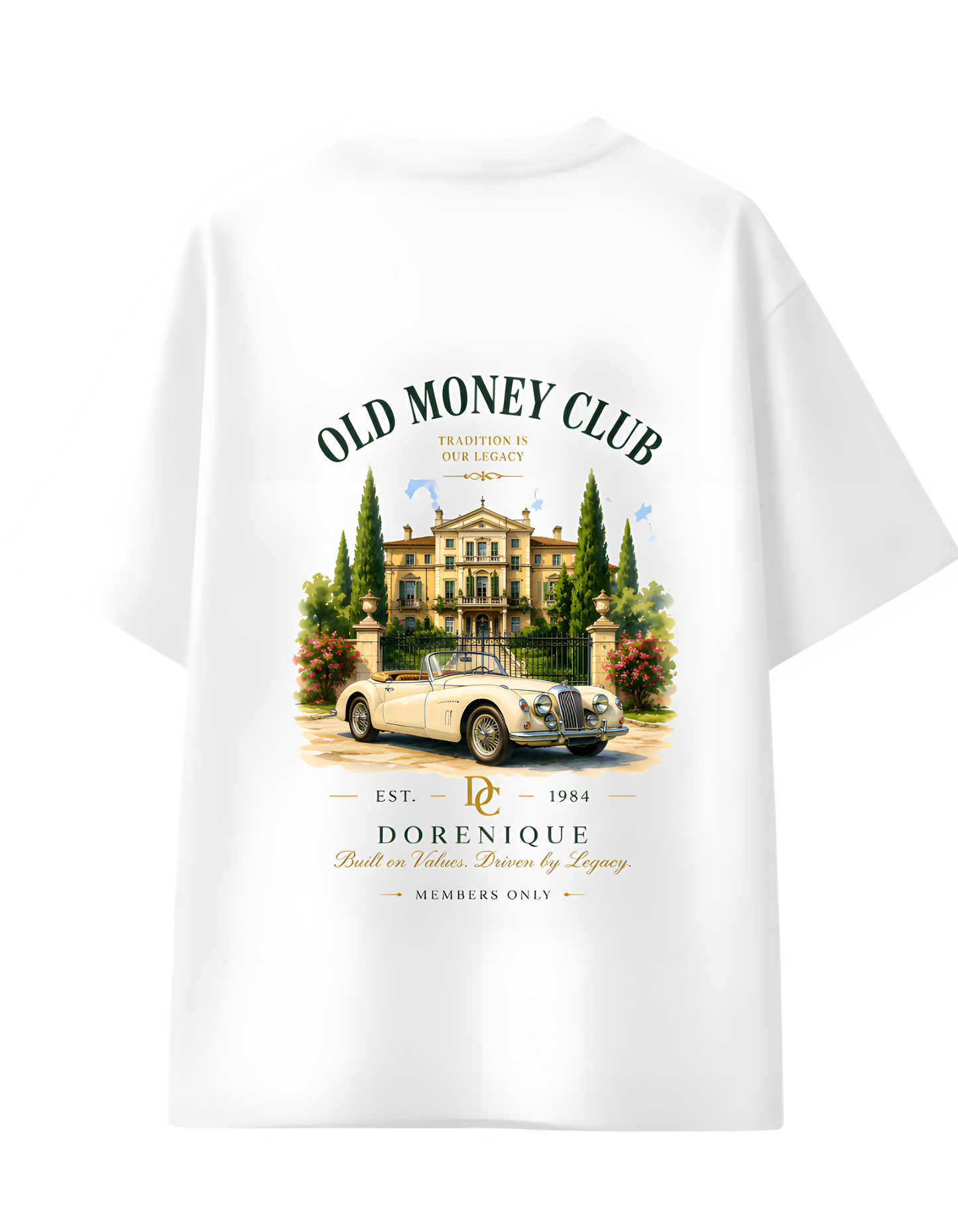 Old Money Club oversized t-shirt front graphic