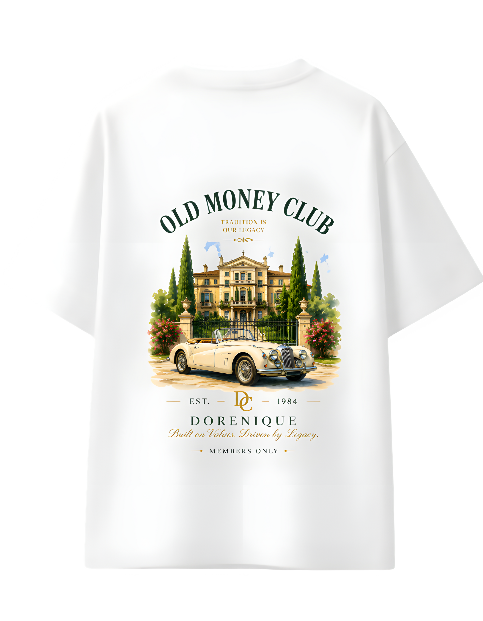 Old Money Club oversized t-shirt front graphic
