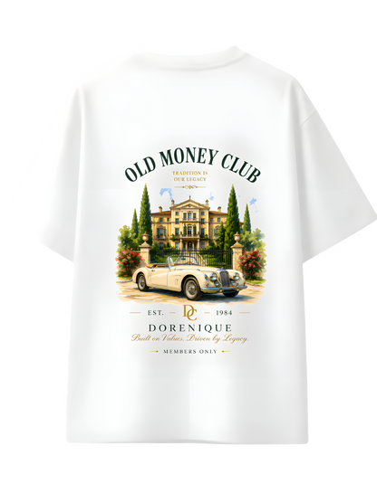 Old Money Club oversized t-shirt front graphic