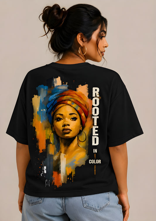 Women oversized t-shirt with artistic back print