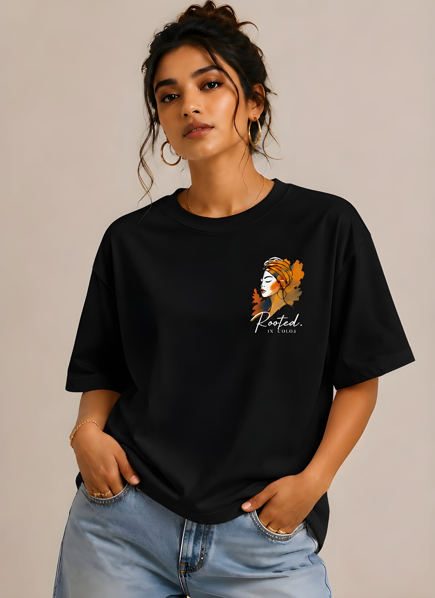 Artistic streetwear oversized tee for women