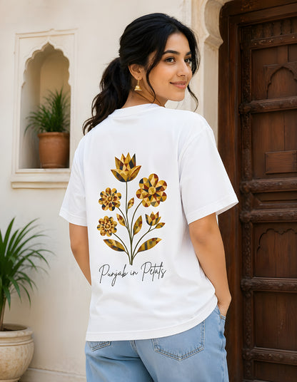 Floral oversized graphic tee Punjab inspired design