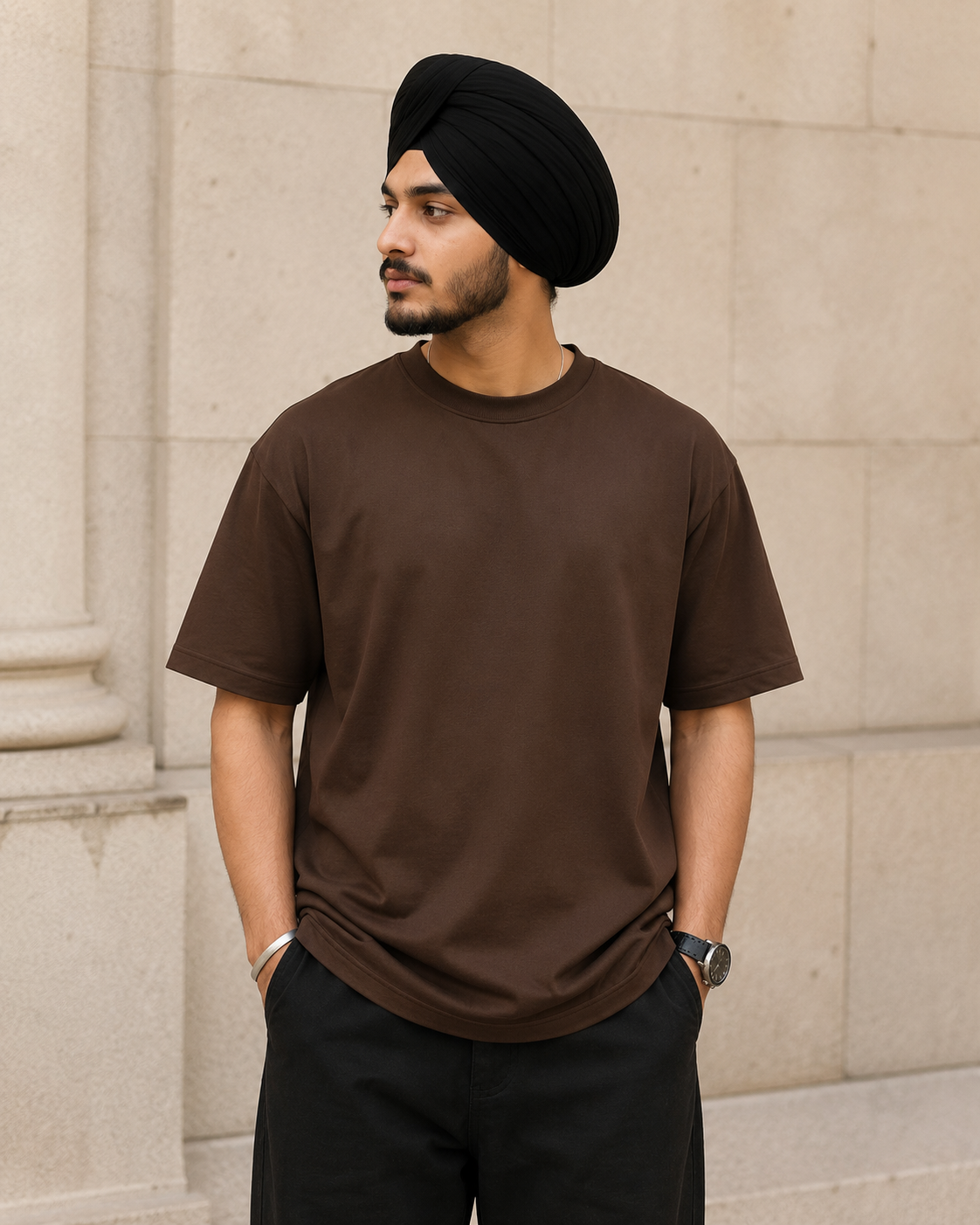 Premium Cotton Solid Color Oversized Tee for Men