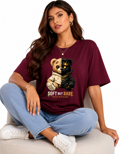 Maroon cotton graphic t-shirt casual fashion style