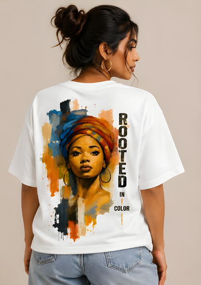 Colorful back print oversized t-shirt for women